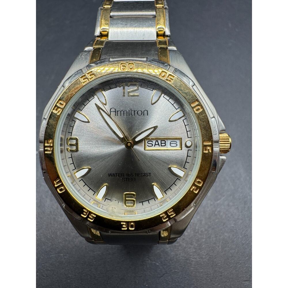Armitron Men's 20/4309TT Two-Tone Stainless Steel Round Dial Day/date Watch